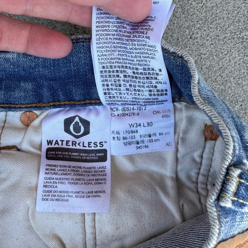 Levi's Premium 514 Straight Fit Mens Jeans Blue WaterLess 34x30